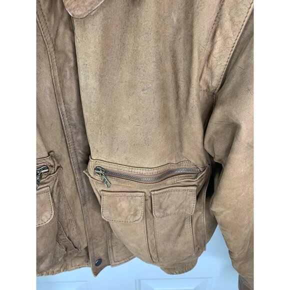 Vintage Brown Leather Midway Bomber Jacket Coat - Picture 5 of 10